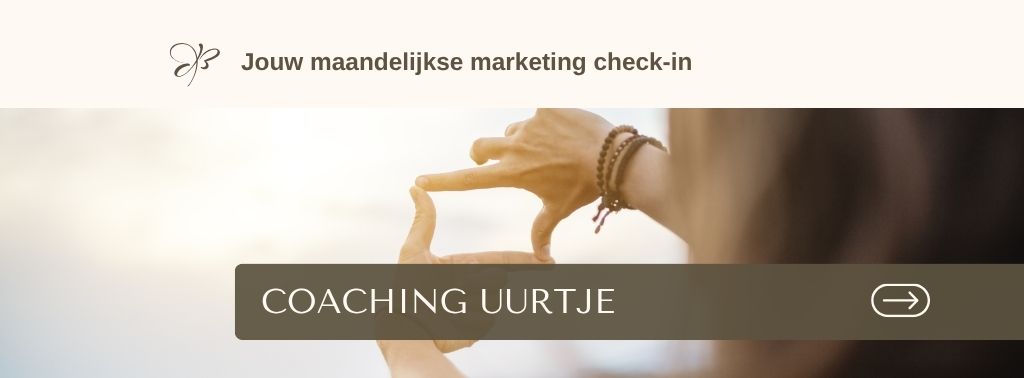 Banner Coaching Uurtje, jouw maandelijkse marketing check-in
